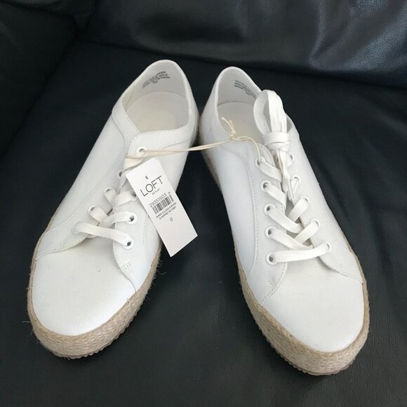 LOFT White Canvas Espadrille Summer Walking Shoes Sneakers Size 8 - Picture 1 of 8